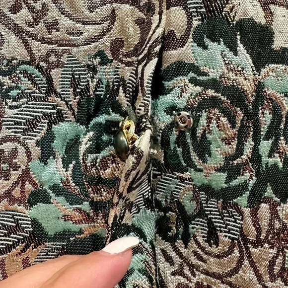 Vintage Neiman Marcus Gold Metallic Shimmer Rose 80’s Rock Glam Blazer Size 8 M - Picture 8 of 16